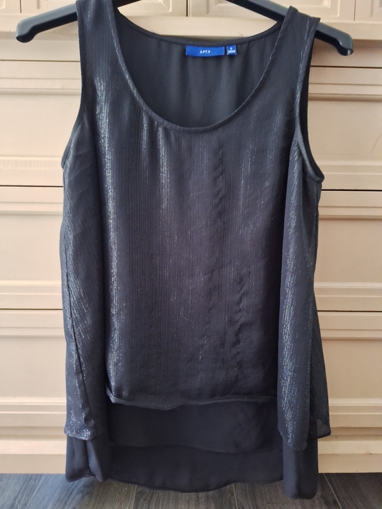Apt. 9 Tops - Apt. 9 Black Shimmer Layered Scoop Neck Tank